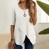 Irregular Hem Solid Color Shirts - Image 4