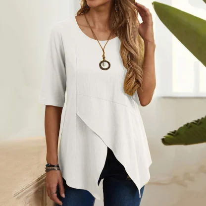 Irregular Hem Solid Color Shirts - Image 4