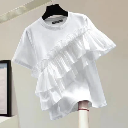 Casual Ruffled Solid Color shirts - Image 3