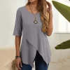 Irregular Hem Solid Color Shirts - Image 6