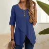 Irregular Hem Solid Color Shirts - Image 3