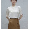 Standing Collar Solid Color Shirt - Image 4