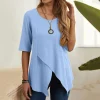 Irregular Hem Solid Color Shirts