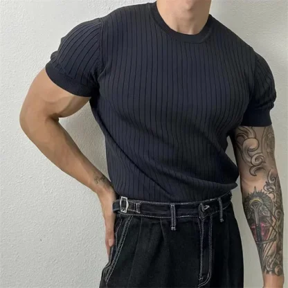 Knitted Fitted Solid Color Shirt - Image 6