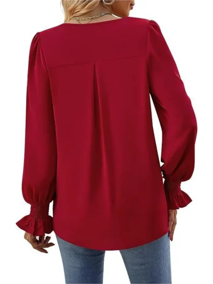 Elegant Long Sleeve Solid Color Shirts - Image 6