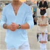 V-neck Long Sleeve Solid Color Shirt - Image 4