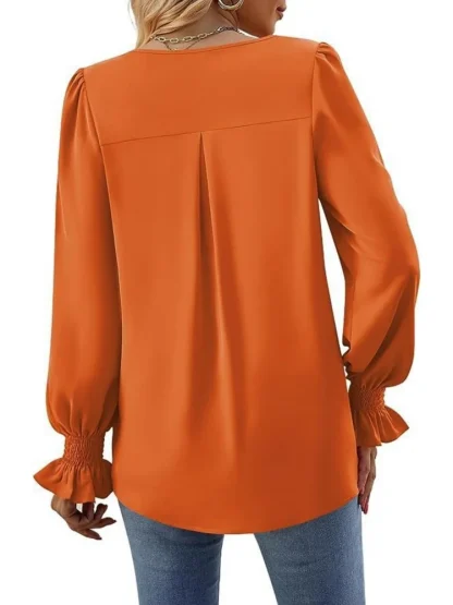 Elegant Long Sleeve Solid Color Shirts - Image 4