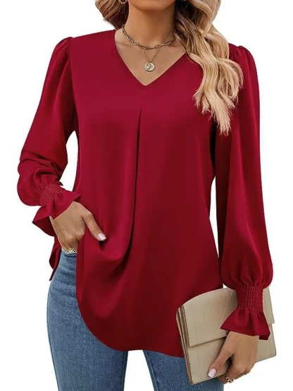 Elegant Long Sleeve Solid Color Shirts - Image 5