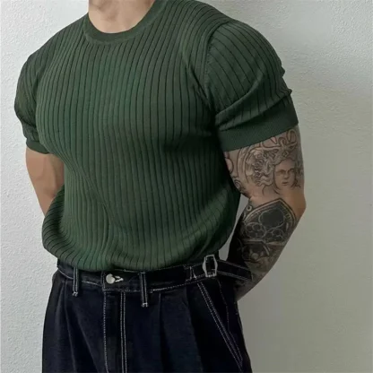 Knitted Fitted Solid Color Shirt
