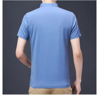 Zippered Polo Solid Color Shirt - Image 6