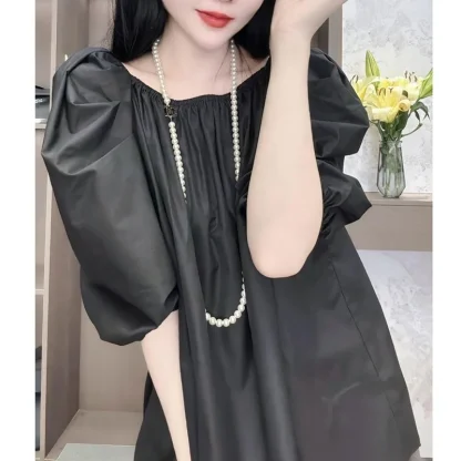 Elegant Puff Sleeve Solid Color Shirts - Image 4