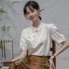 Standing Collar Solid Color Shirt - Image 2