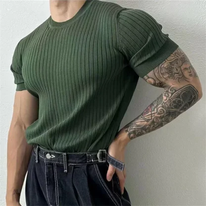 Knitted Fitted Solid Color Shirt - Image 2