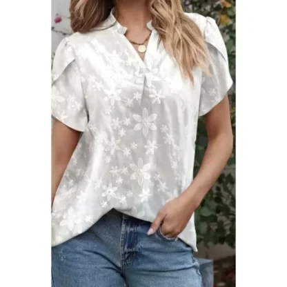 Casual V-neck Solid Color Shirt - Image 4