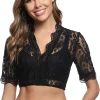 Cropped Lace Solid Color Shirt