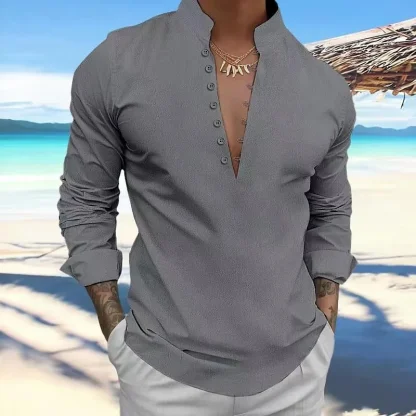 Long Sleeve Solid Color Shirt - Image 6