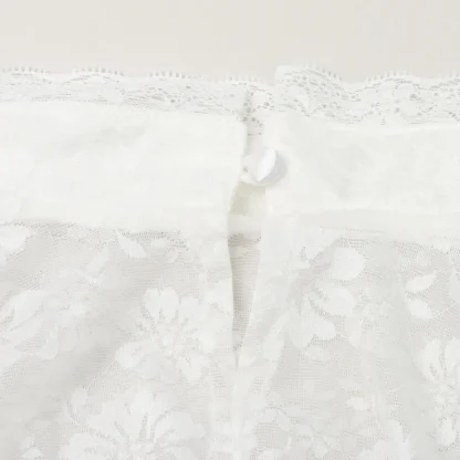 Cropped Sheer Lace Solid Color Shirt - Image 4