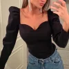 Puff Long Sleeve Solid Color Shirt - Image 2