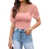 Puff Sleeve Solid Color Shirts - Image 4
