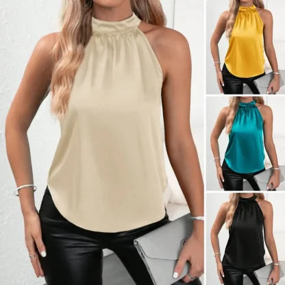 Elegant Halter Solid Color Shirts - Image 6