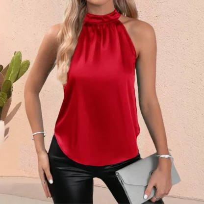 Elegant Halter Solid Color Shirts - Image 5