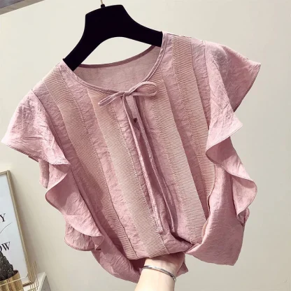 Elegant Ruffle Sleeve Solid Color Shirts - Image 4