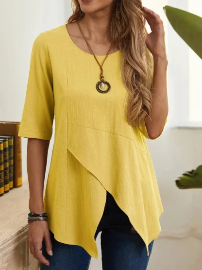 Irregular Hem Solid Color Shirts - Image 5