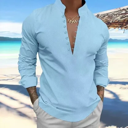 Long Sleeve Solid Color Shirt - Image 4