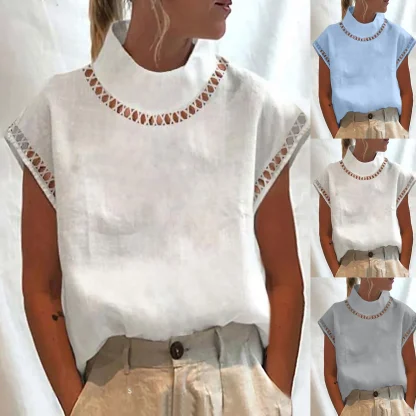 Hollow Out Solid Color Shirt - Image 6