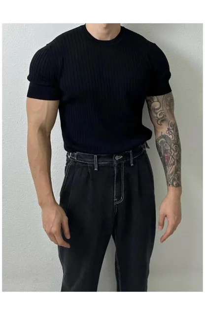 Knitted Fitted Solid Color Shirt - Image 7