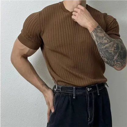 Knitted Fitted Solid Color Shirt - Image 5