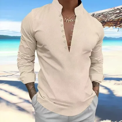 Long Sleeve Solid Color Shirt - Image 3