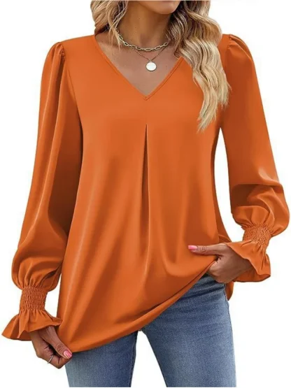 Elegant Long Sleeve Solid Color Shirts - Image 2