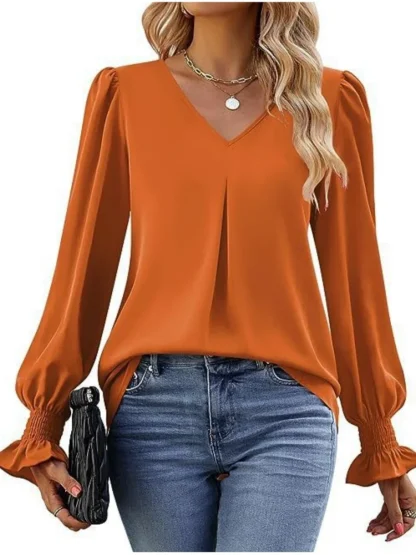 Elegant Long Sleeve Solid Color Shirts - Image 3
