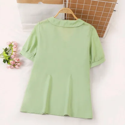 V-neck Collar Solid Color Shirts - Image 5