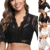 Cropped Lace Solid Color Shirt - Image 6