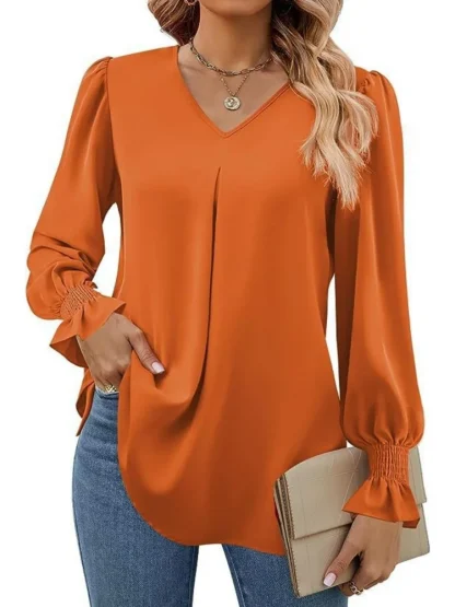 Elegant Long Sleeve Solid Color Shirts