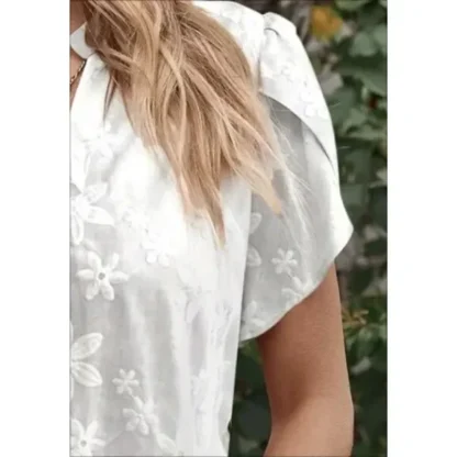 Casual V-neck Solid Color Shirt - Image 3