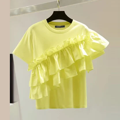 Casual Ruffled Solid Color shirts