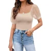 Puff Sleeve Solid Color Shirts