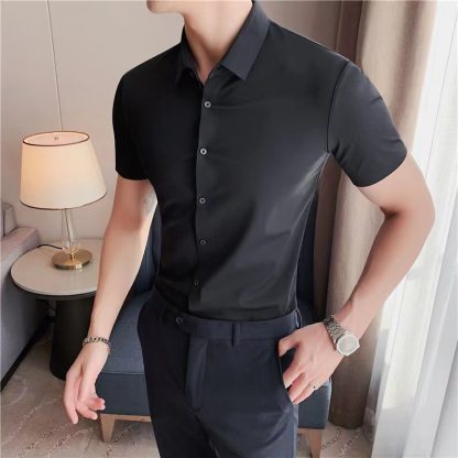 Stretchable Polo Solid Color Shirts - Image 3
