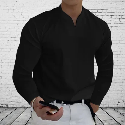 Men's Long Sleeve Solid Color Shirt - Image 2