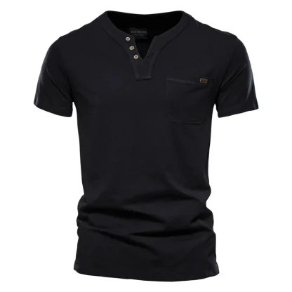 Button Neck Solid Color Shirts - Image 5