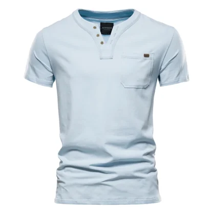 Button Neck Solid Color Shirts - Image 6