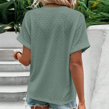 Tunic V-neck Solid Color Shirt - Image 2