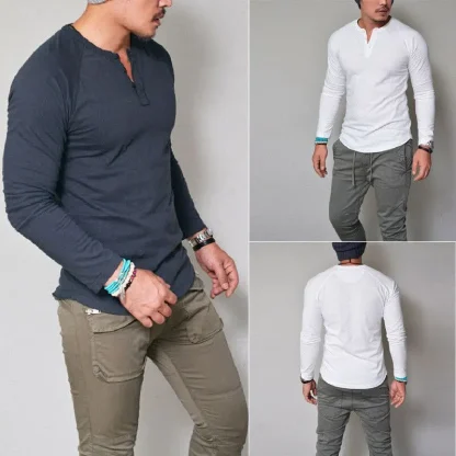 Long Sleeve Men's Solid Color Shirt - Image 6