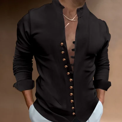 Loop Button Solid Color Shirts - Image 6