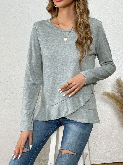 Casual Long Sleeve Solid Color Shirt - Image 4