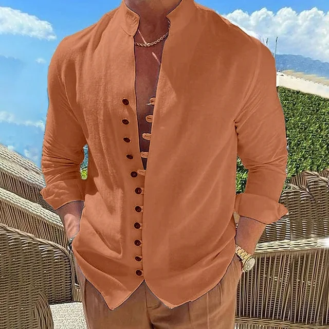 Loop Button Solid Color Shirts | Free Shipping!