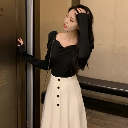 Chic Long Sleeve Solid Color Shirt - Image 2